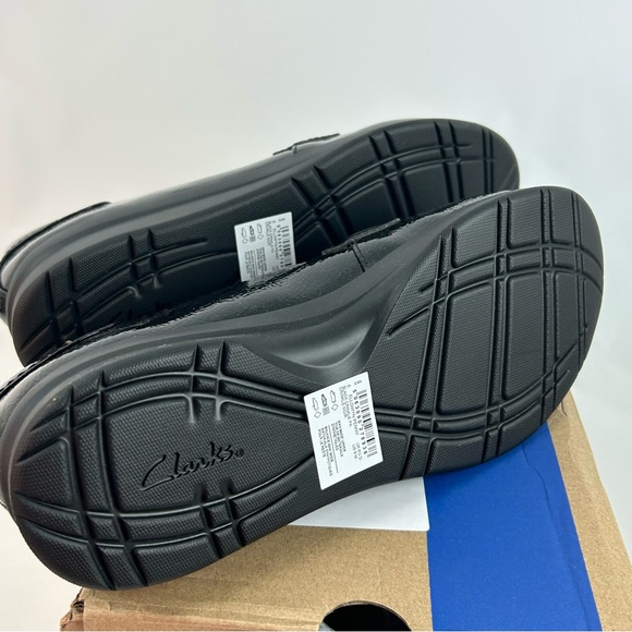 Clarks Black Ellowyn Penny crinkle patent Slip-On Loafers - Picture 6 of 7